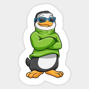 Penguin with sunglasses and sweater Sticker